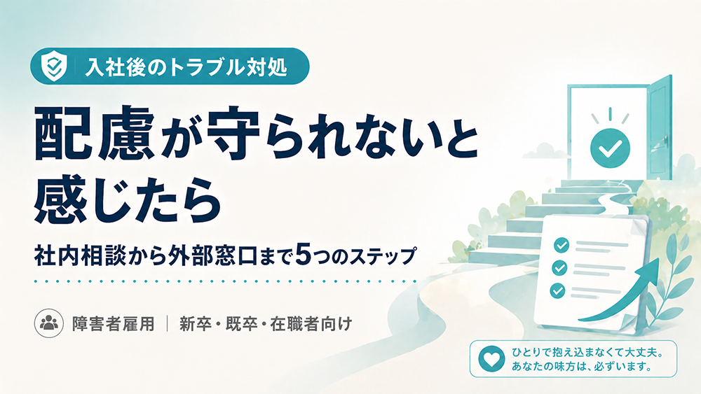 障害者雇用で「配慮が守られない」と感じたら｜入社後のミスマッチに対処する5つのステップ【新卒・既卒向け】