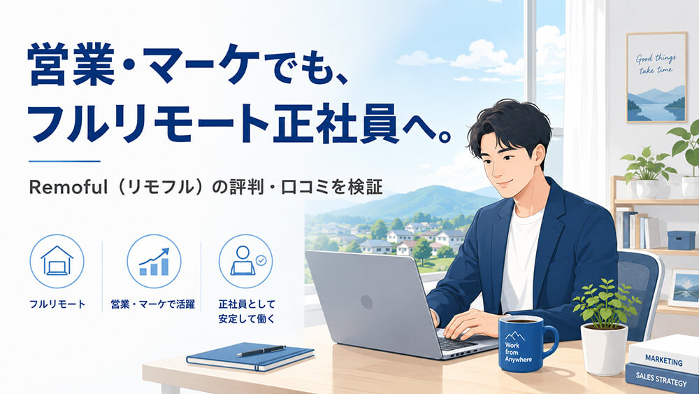 リモフル（Remoful）の評判は？営業・マーケでもフルリモート正社員を狙える転職エージェントを口コミで検証