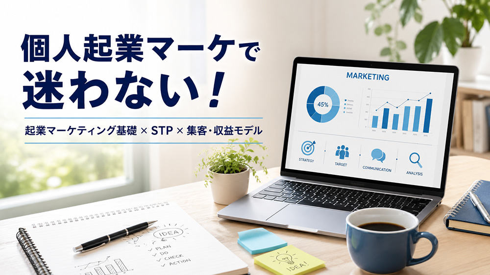 個人起業マーケで迷わない！起業マーケティング基礎とSTPポジショニング初心者、集客収益モデルの作り方
